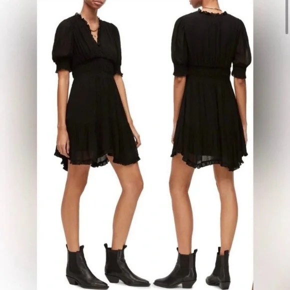 NWT All saints Via dress black US 8 - Picture 1 of 4